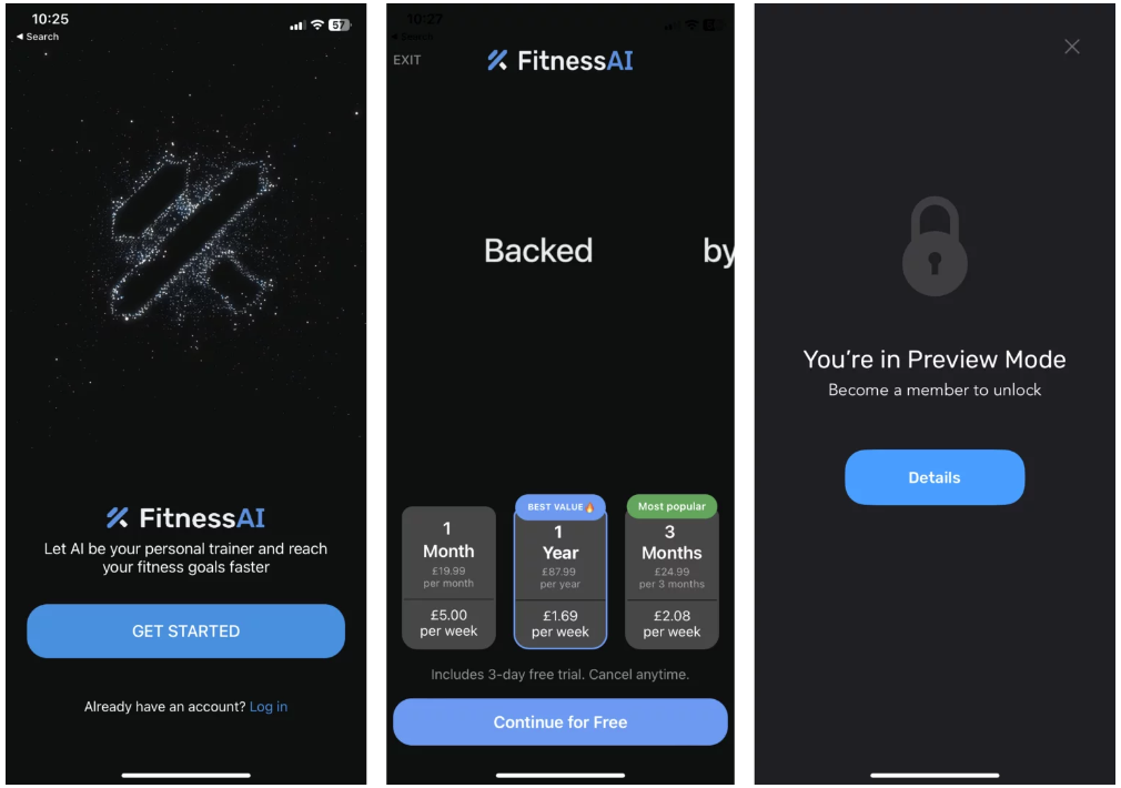 fitness ai mobile screenshot