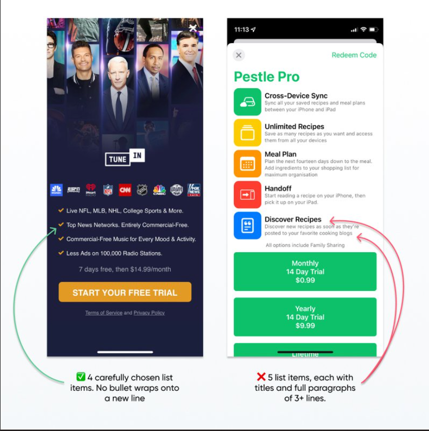 Pestle Pro mobile screenshots of free trial sign up page